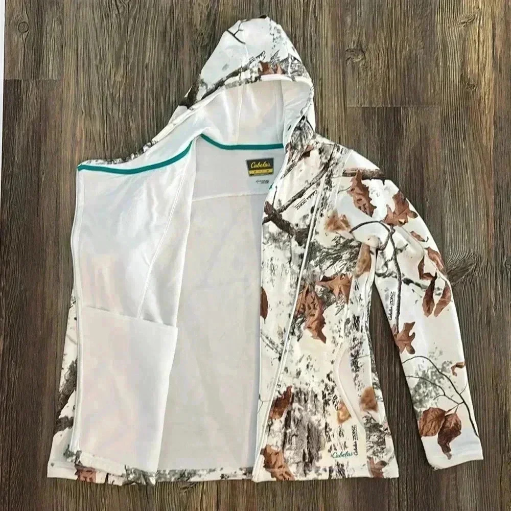Cabela's Zonz Woodlands Hooded Fleece Hunting Sweatshirt Women’s M L/S Full Zip - Picture 3 of 13